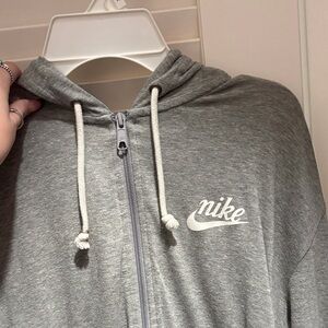 Nike Heather Gray Hoodie with White Logo